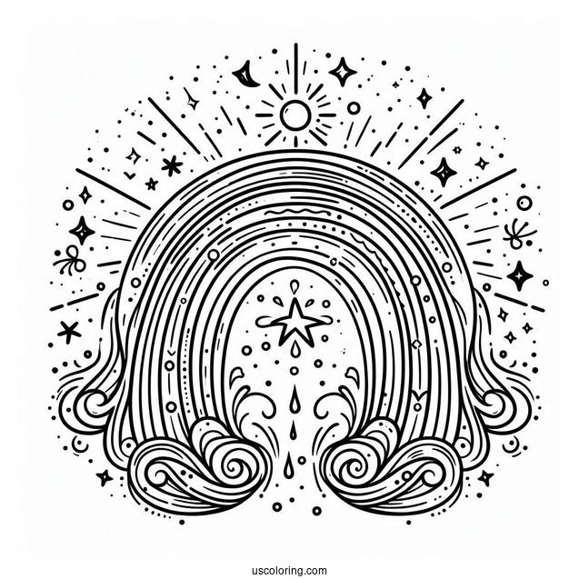 Simple Coloring Page Of a Magical Rainbow