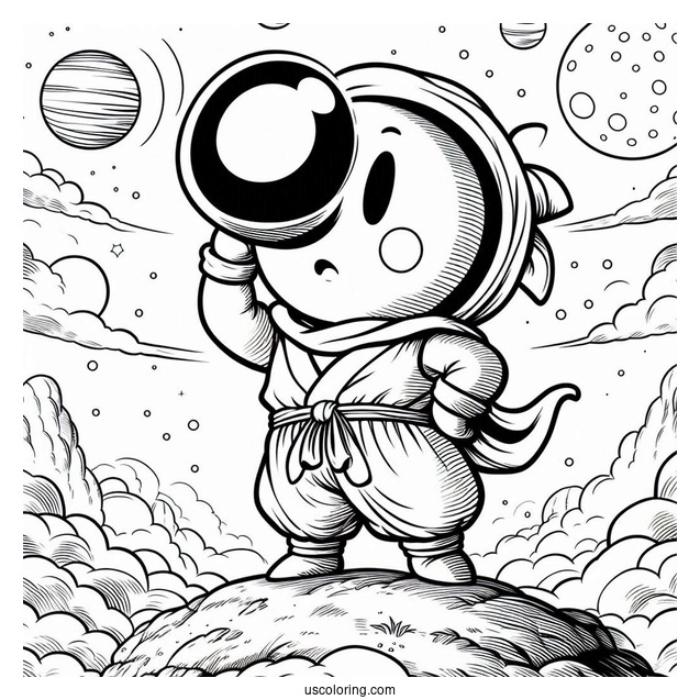 Easy Mr. Popo at the Lookout Dragon Ball Z Coloring Page For Kids