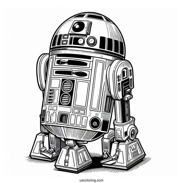 R2-D2 Coloring Page For Kids