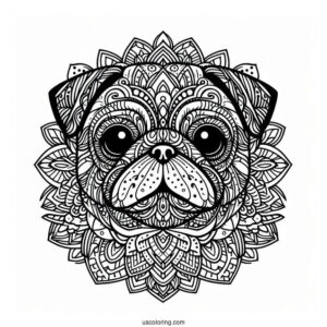 Intricate Mandala Pug Coloring Page Face For Adults