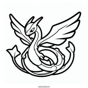 Easy Outline Of Rayquaza Coloring Page For Kids