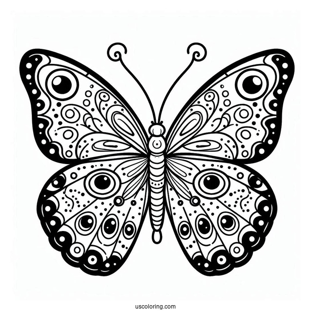 Butterfly With Large Wings Coloring In For Kids