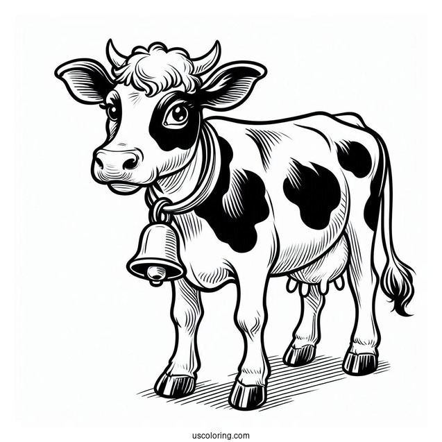 Jersey Cow With Bell Coloring Page