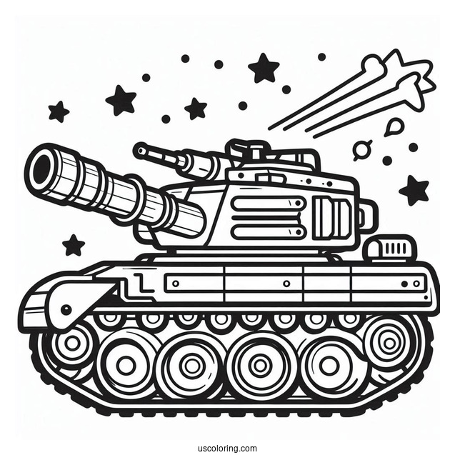 Easy Military Tank Outline for Preschoolers