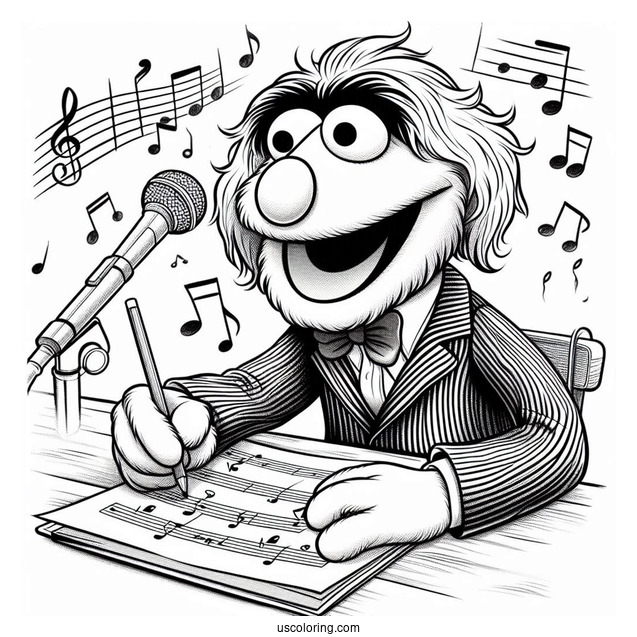 Muppets Coloring Page Of Rowlf The Dog Writing Music For Kids