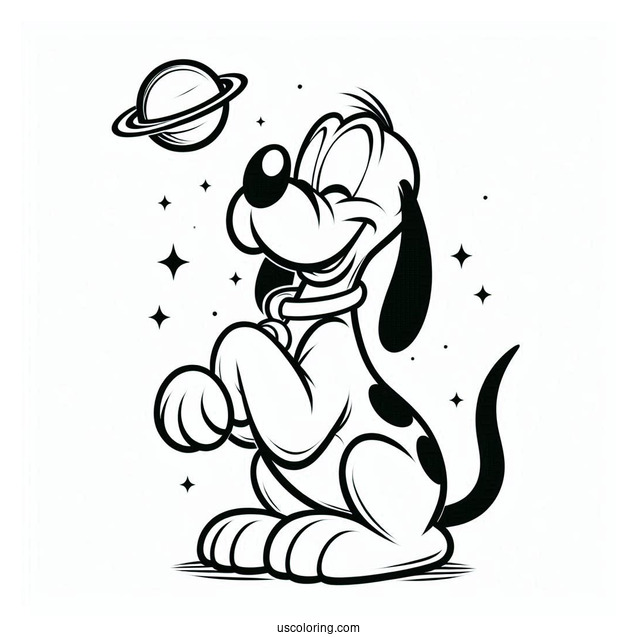 Pluto Coloring Page In Play Bow Pose For Kids