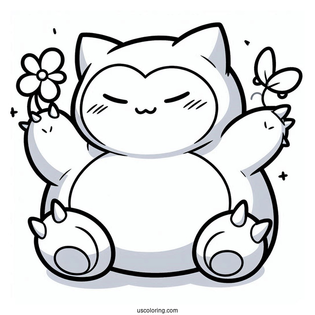 Waving Snorlax Coloring Page For Preschoolers