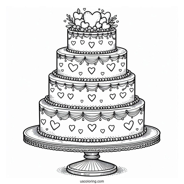 Grand Tiered Cake With Hearts