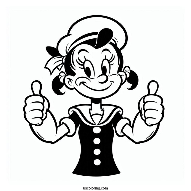 Simple Popeye Coloring Page Giving Two Thumbs Up For Kids