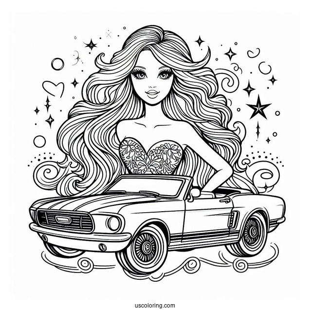 Barbie Car Coloring Sheet