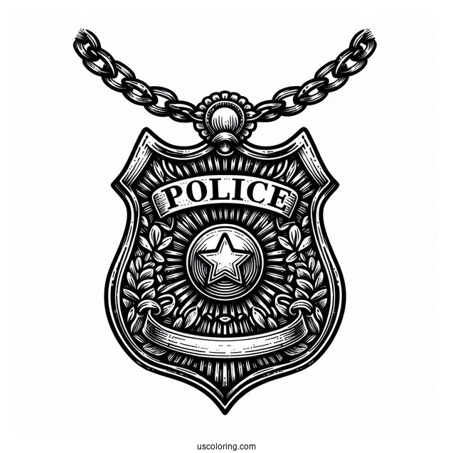 Hanging Police Officer Badge On Chain