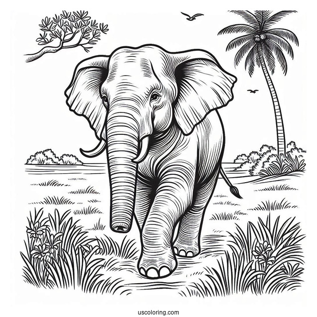 Big Indian Elephant In The Wild