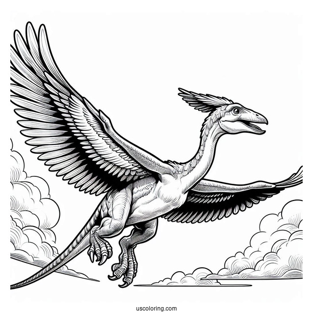 Archaeopteryx Soaring In The Sky Coloring Page For Kids