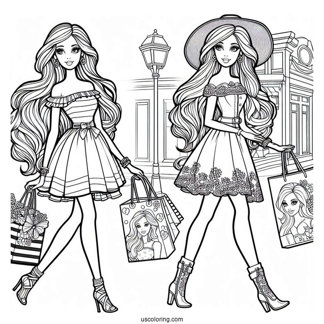 Barbie Out Shopping Coloring Sheet