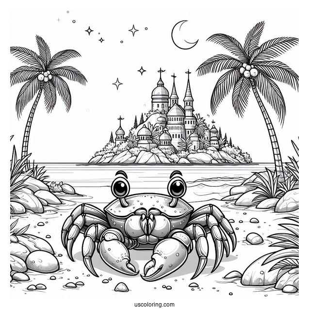 Realistic Christmas Island Red Crab Coloring Page Crawling Over Rocks