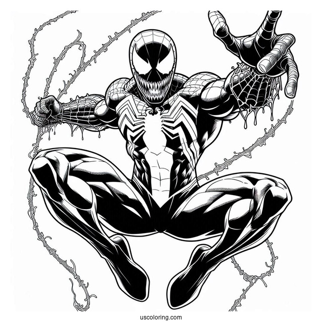 Venom And Spider-Man Detailed Coloring Page