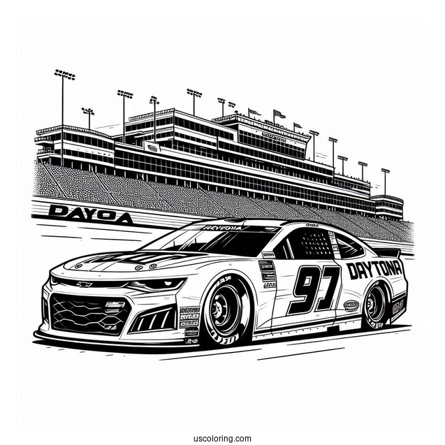 NASCAR Coloring Page Of Daytona Chevrolet Camaro Side To Side