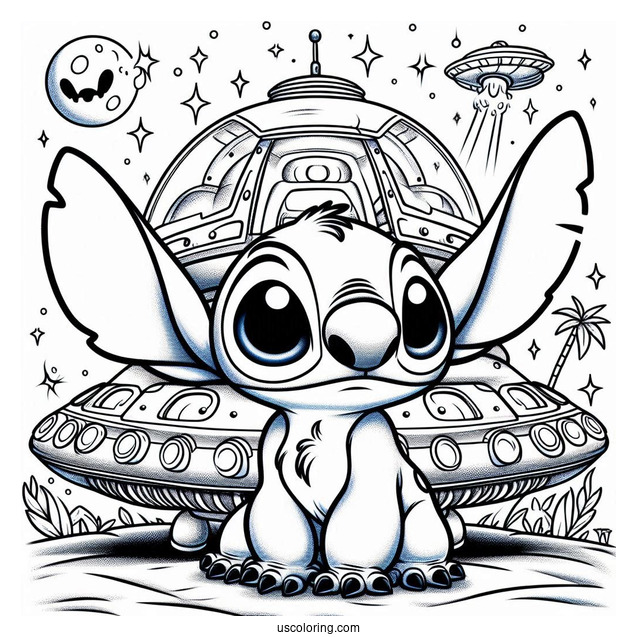 Stitch In Alien Space Ship To Color