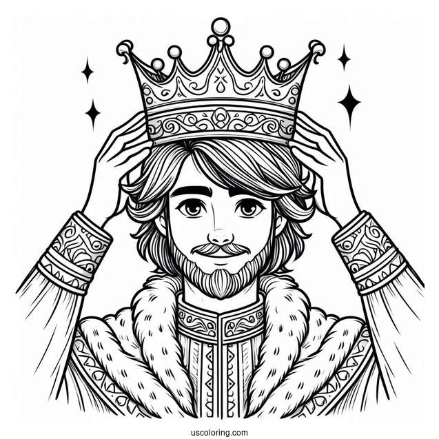 Coloring Sheet Of King Wearing Crown