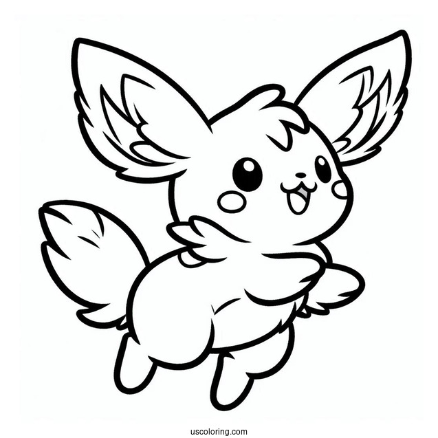 Pichu Coloring Page Leaping In The Air Outline For Preschoolers