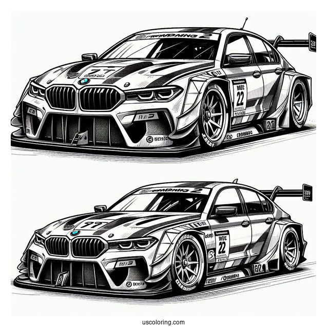 Detailed BMW Race Car To Color