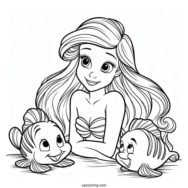 The Little Mermaid Ariel, Sebastian, And Flounders