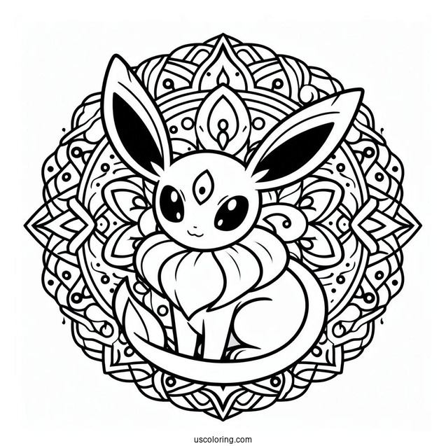 Sylveon Pokemon Mandala Coloring Sheet