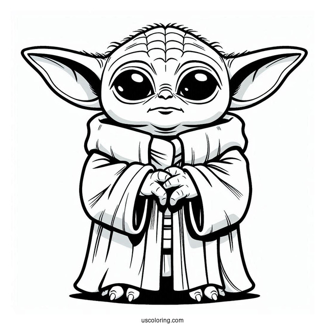 Baby Yoda Coloring In For Preschoolers