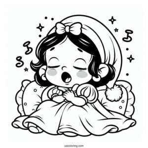 Snow White Coloring Pages Of Sleep Dwarf Yawning For Preschoolers