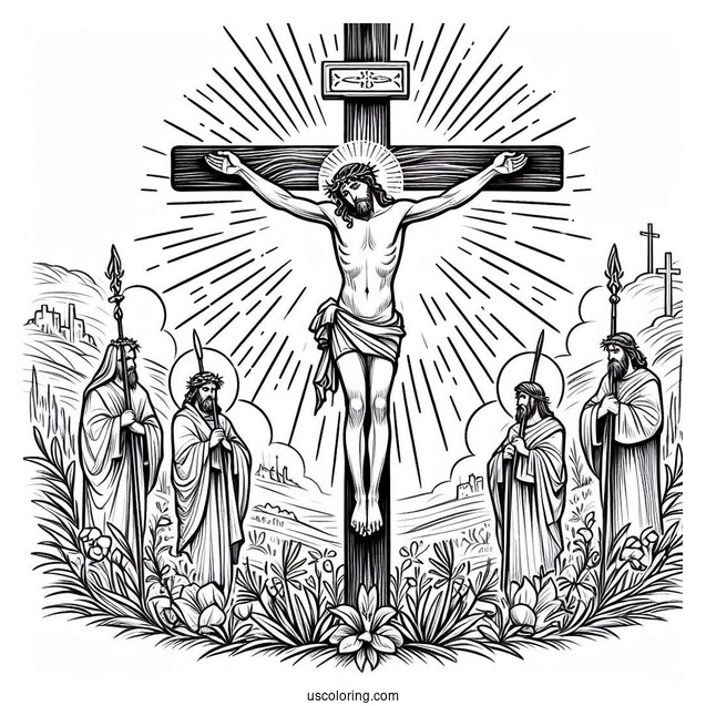 Crucifixion of Jesus On The Cross Coloring
