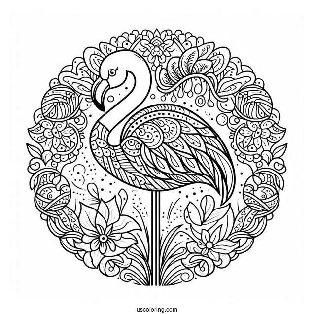 Easy Flamingo Mandala