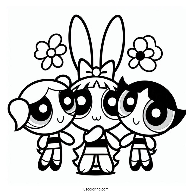 Bunny And The Powerpuff Girls Coloring Picture