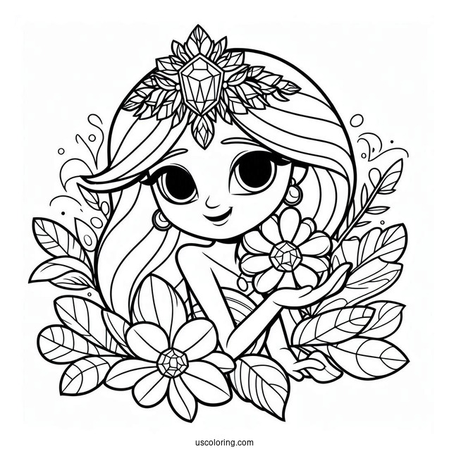 Jewel Holding A Flower Coloring Page