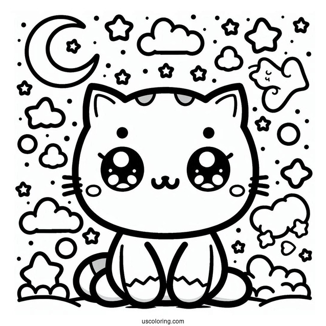 Cute Kawaii Coloring Page For Kids