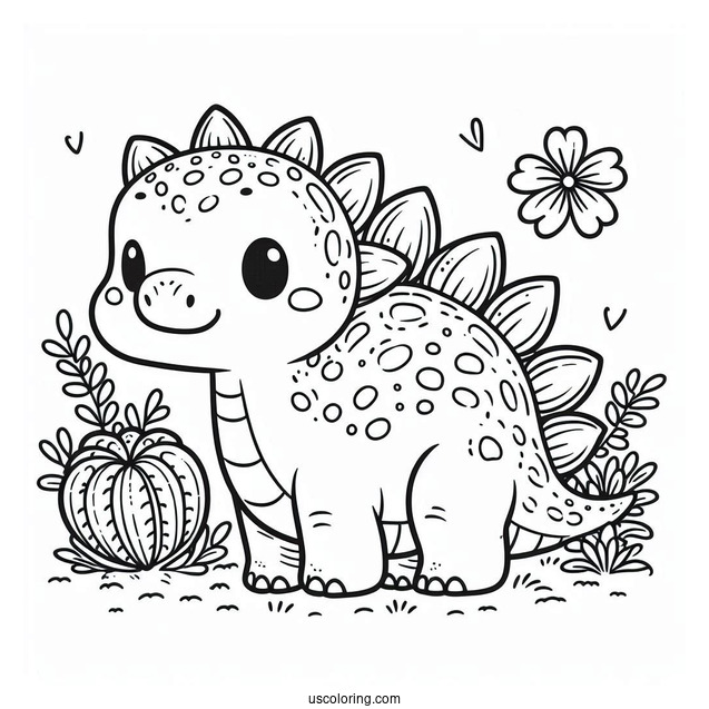 Baby Stegosaurus Coloring Page For Kids