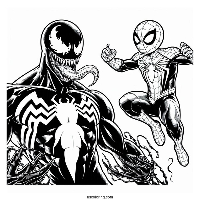 Venom And Spider-Man Detailed Coloring Page