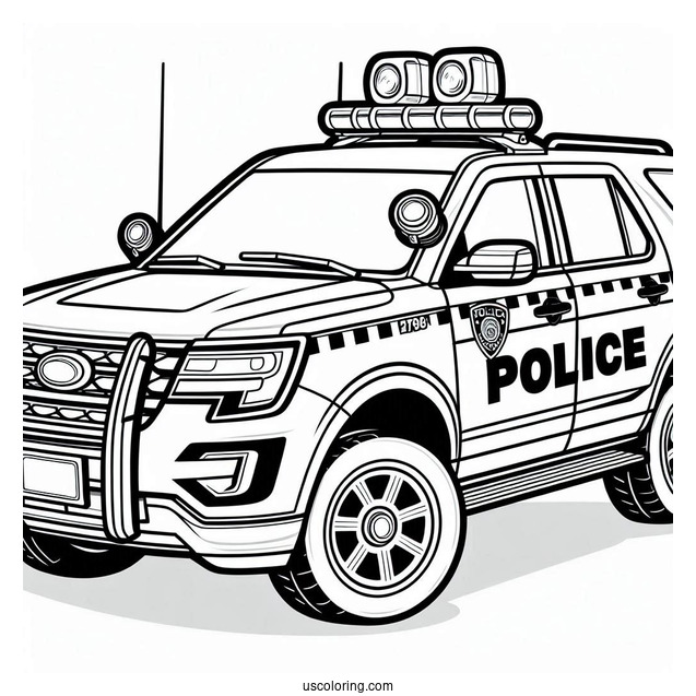 Police SUV Car Coloring Picture