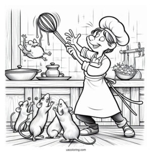 Skinner Catching Ratatouille Coloring Page In the Kitchen