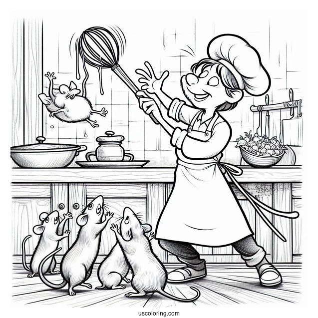 Skinner Catching Ratatouille Coloring Page In the Kitchen