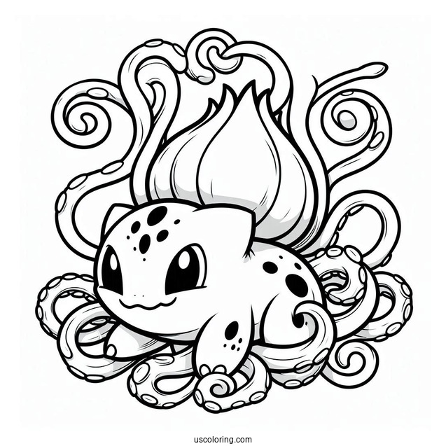 Bulbasaur Coloring Page Using Tentacles