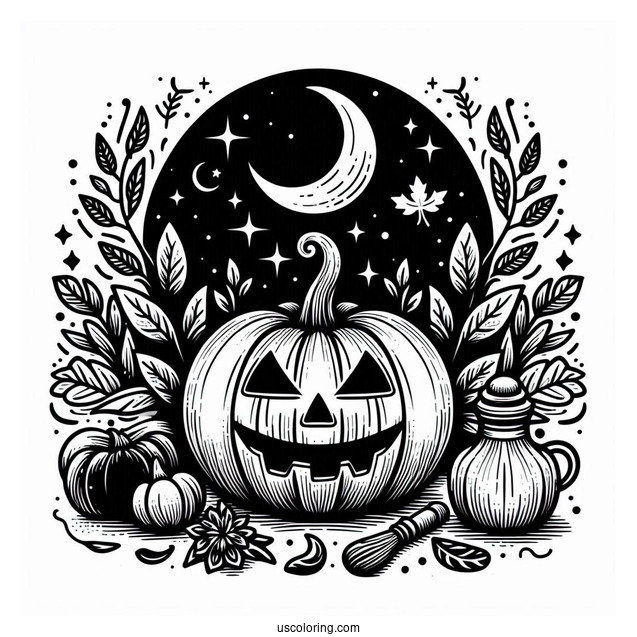 Pumpkin Coloring Page Of Stout Jack O Lantern For Kids