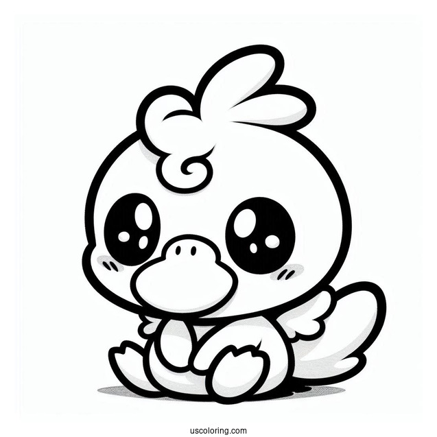 Kawaii Chibi Misty With Psyduck Coloring Page For Preschoolers