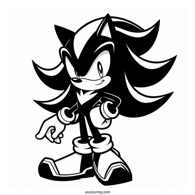 Shadow Coloring Page Of The Hedgehog In Cool Costume