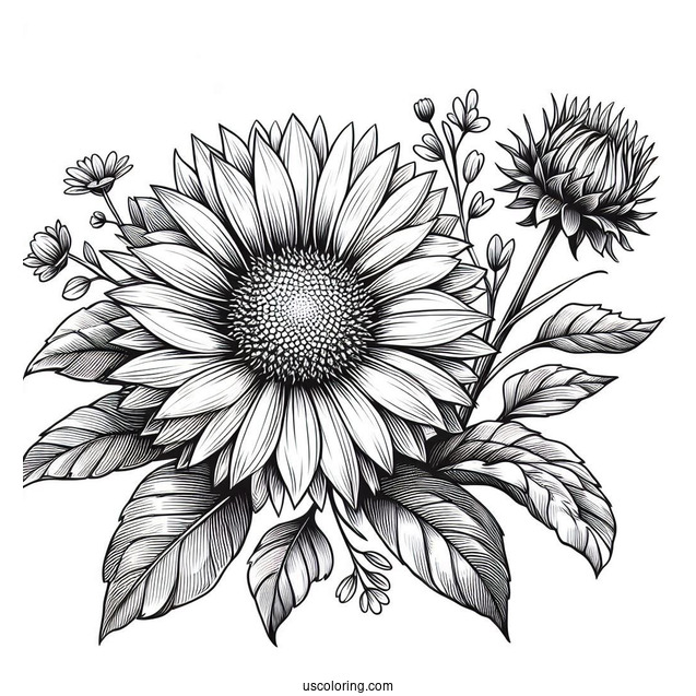 Flower Coloring Pages Of Maximilian Sunflower Under The Sun