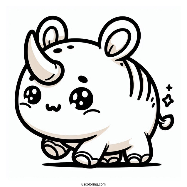 Kawaii Themed Rhino Coloring Sheet