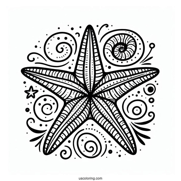 Easy Outline Of Starfish Coloring Page
