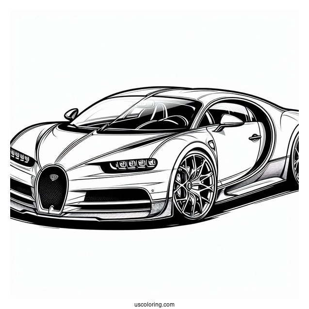 Easy Outline Of Bugatti Coloring Page Chiron For Kids