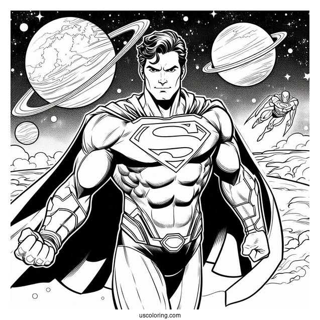 Justice League Coloring Page Of Superman In Space Coloring Sheet