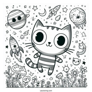 Coloring Page Of Pete The Cat In Space