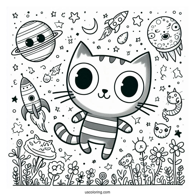 Coloring Page Of Pete The Cat In Space